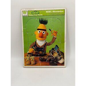 Vintage 1979 Sesame Street Shoemaker Bert Frame Tray Puzzle- Retro Jigsaw